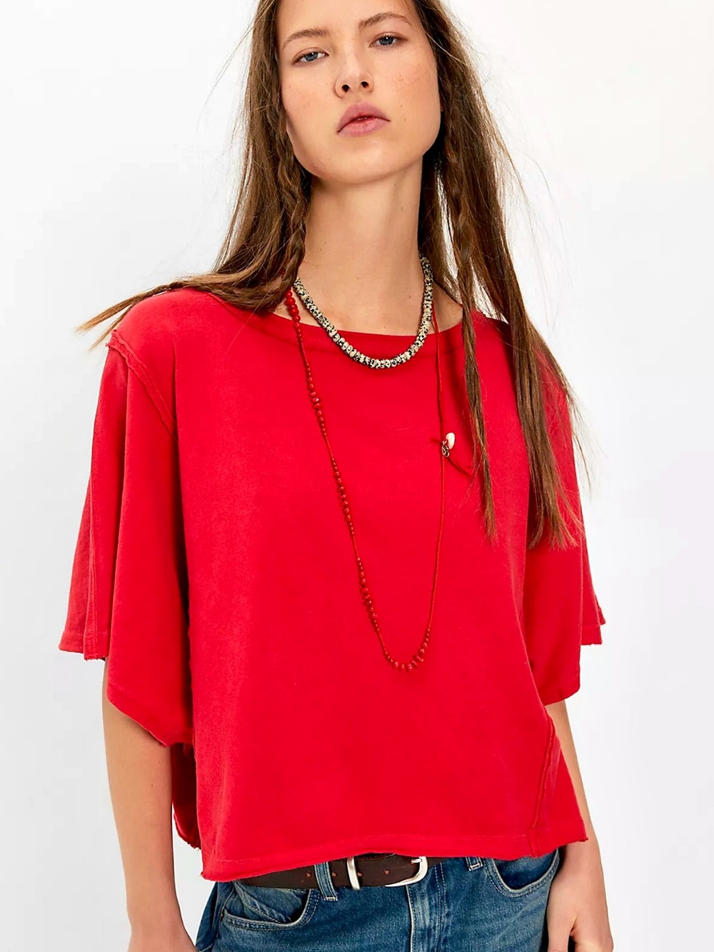 NEW Free People x We The Free Next Level Tee in Red